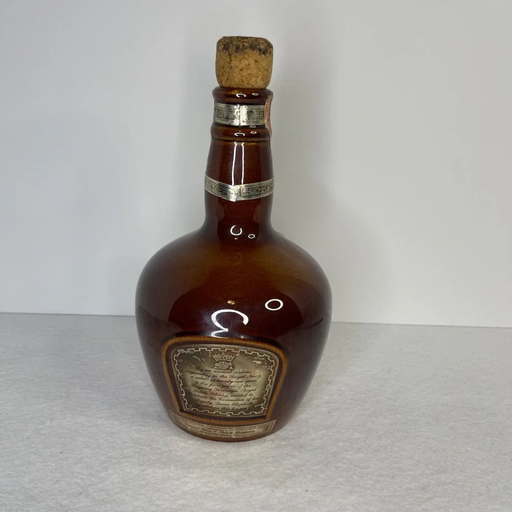 Empty Decanter Chivas Scotch Bottle 1801 Ceramic Cork Top Brown Ceramic Spode